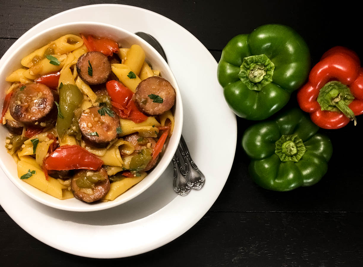Gluten Free Cajun Sausage and Peppers Pasta A Sprinkling of Cayenne