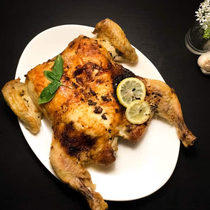 Roasted Garlic Basil Lemon Spatchcock Chicken A Sprinkling of Cayenne