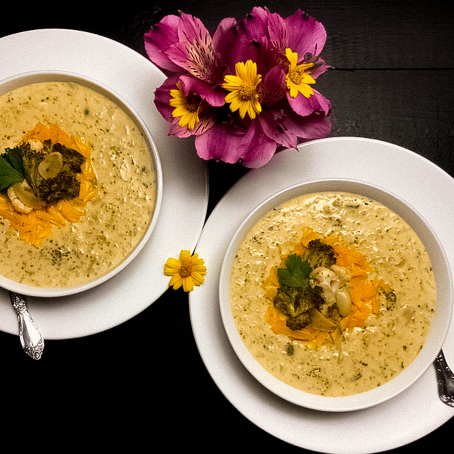 Gluten Free Roasted Broccoli and Cauliflower Cheese Soup A Sprinkling