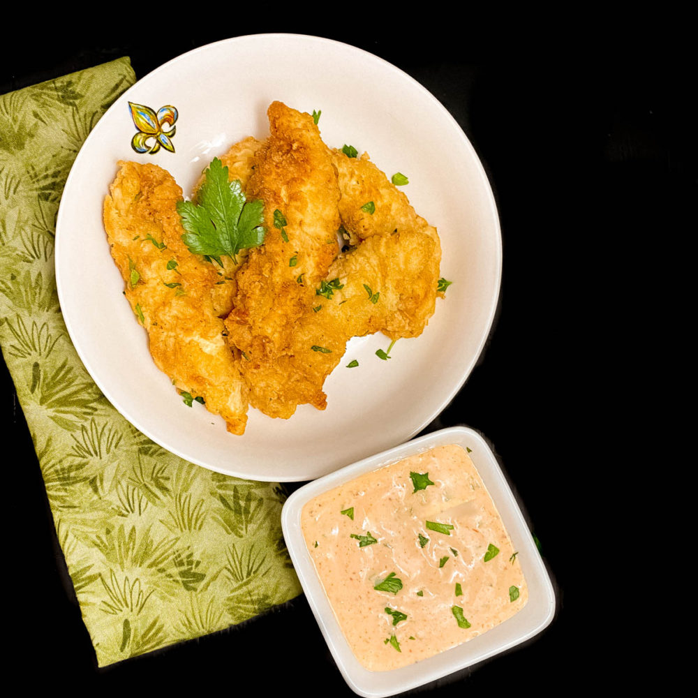 Grain & Gluten Free Cajun Fried Chicken Tenders with Remoulade Sauce