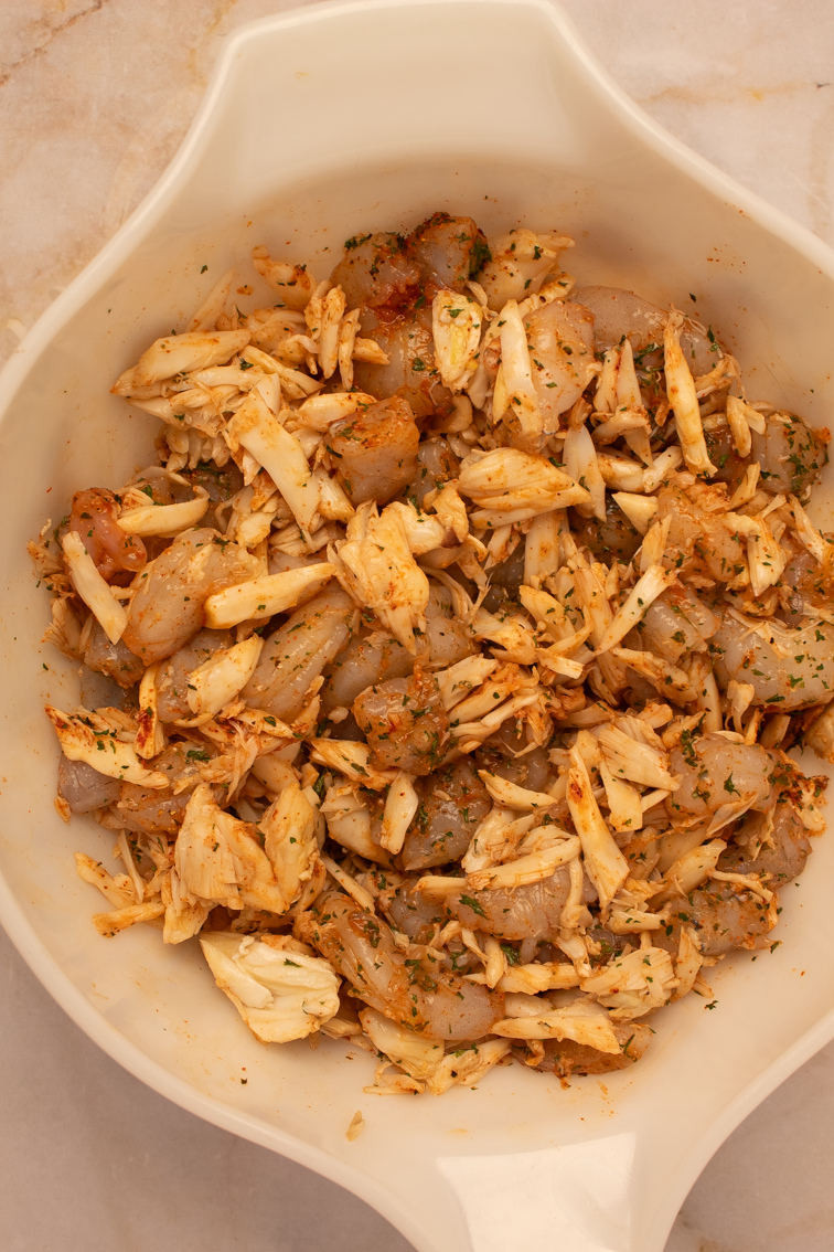 Seasoned shrimp and crab.