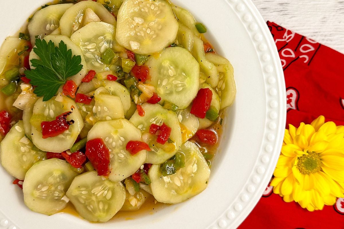 Cajun marinated cucumbers.