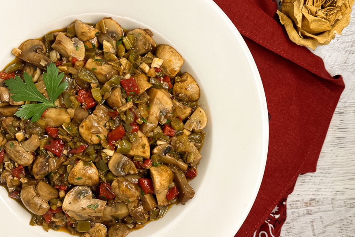 Cajun marinated mushrooms. 