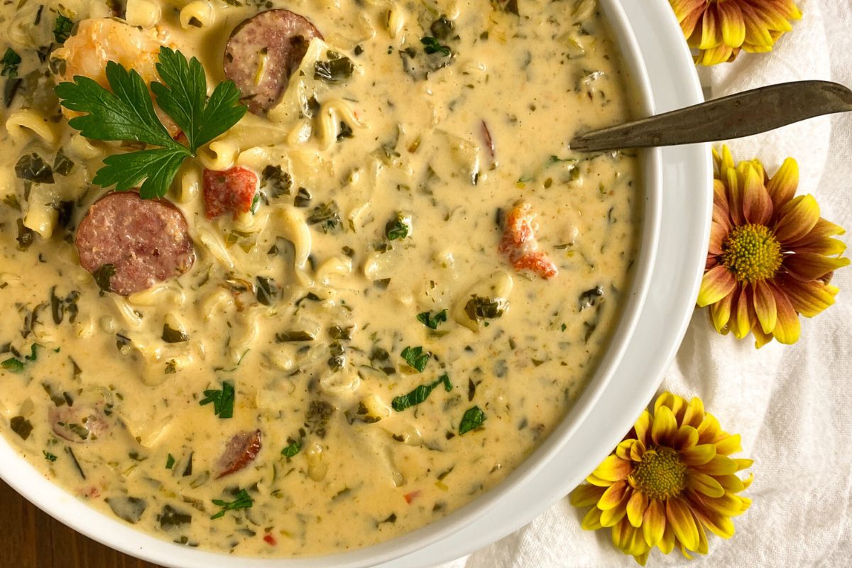 Shrimp and Sausage Soup from A Sprinkling of Cayenne.