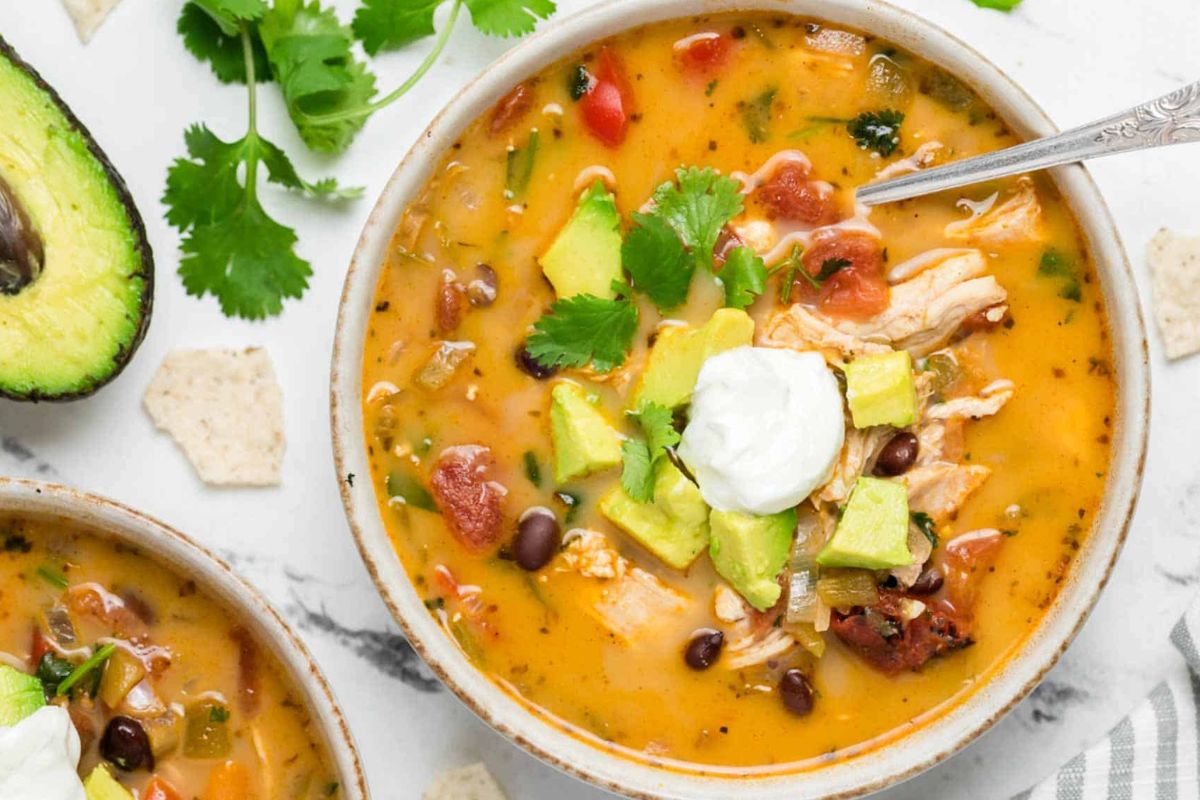 Chicken taco soup by Cupcakes and Kale Chips.