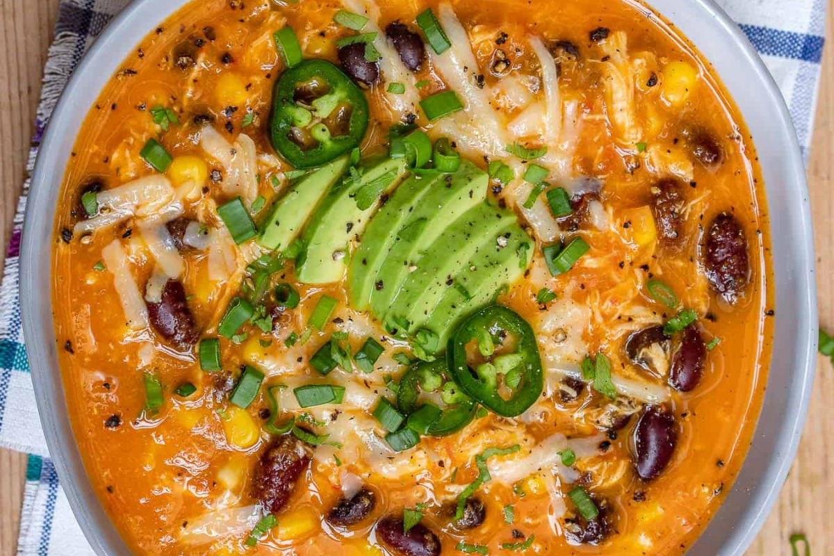 Chicken Enchilada Soup by Healthy Fitness Meals. 
