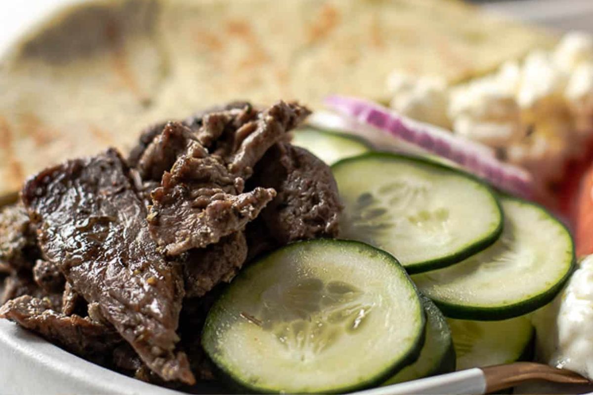 Easy Sheet Pan Beef Gyros from Fit Mama Real Food.