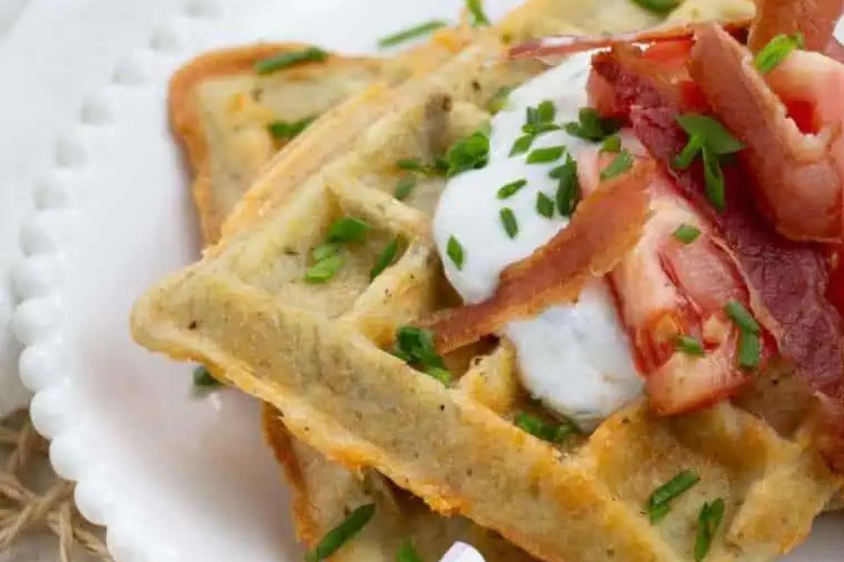Easy Cheesy Potato Waffles from Little Nomads Recipes.