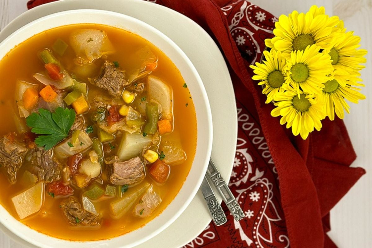 Cajun beef and vegetable soup. 