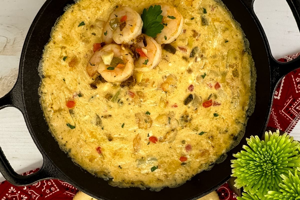 Baked Cajun shrimp dip. 