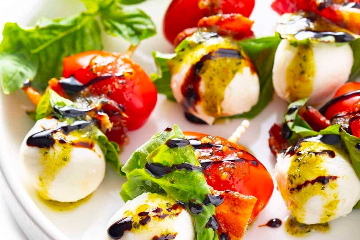 Caprese skewers from Wholesome Yum.