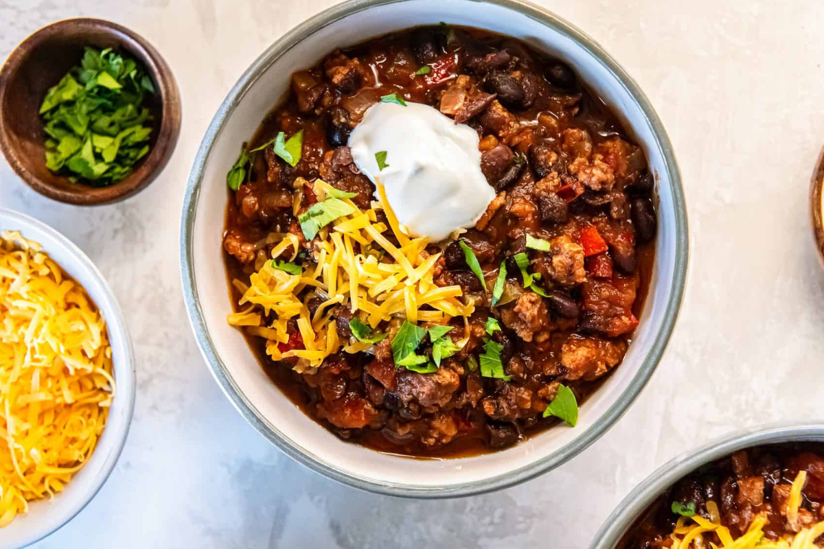 Turkey black bean chili from Wholesome Made Easy. 