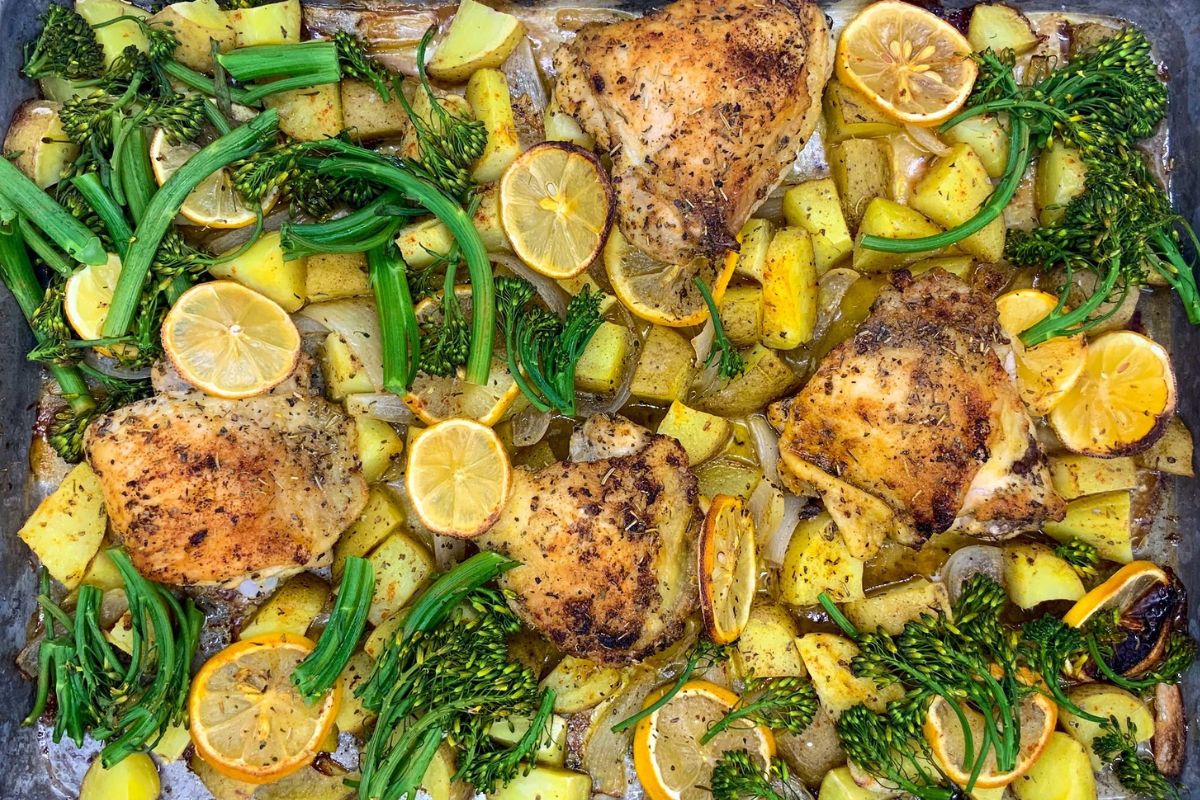 Meyer Lemon Sheet Pan Roasted Chicken from Grain Free Table. 
