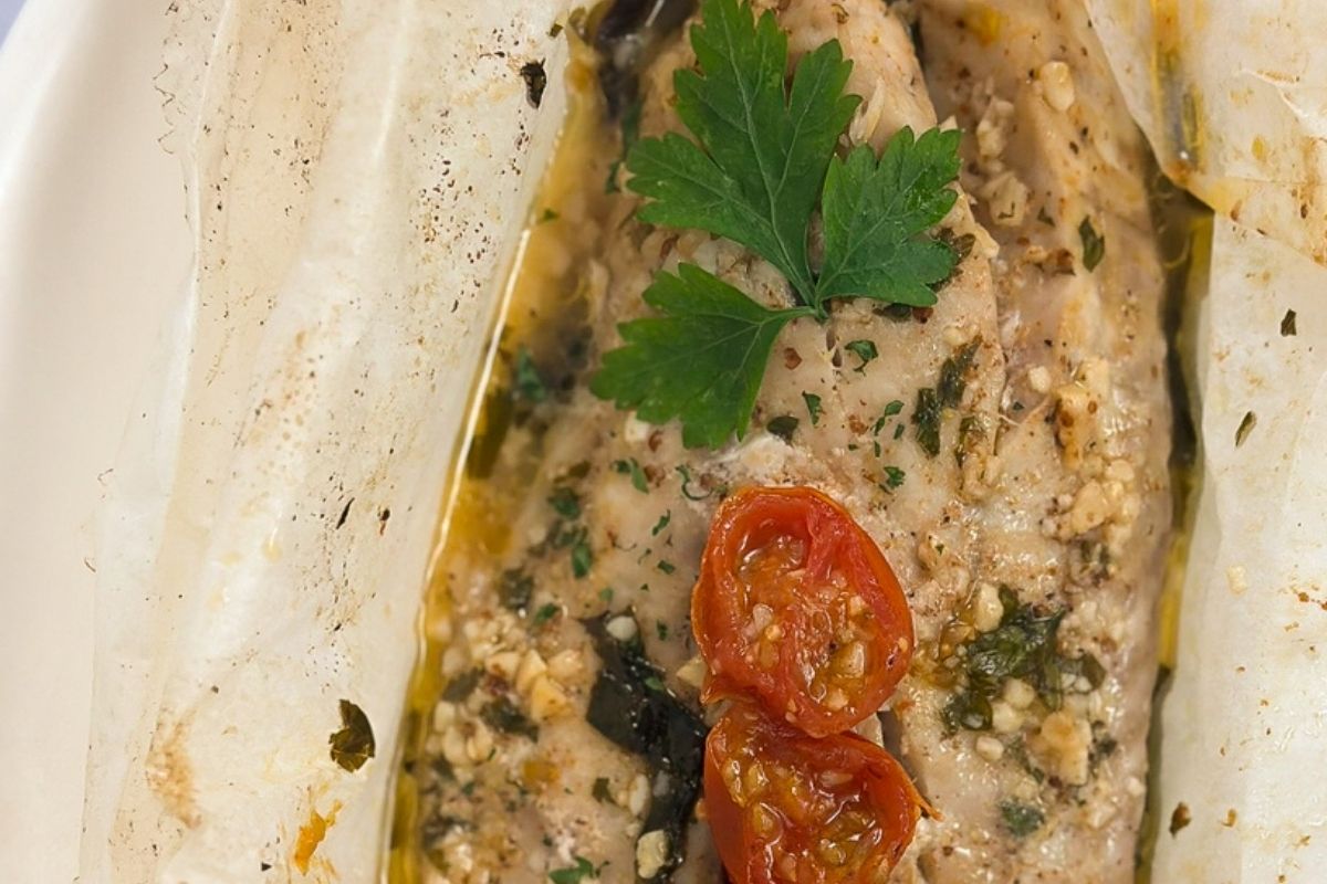 Louisiana redfish en papillote.