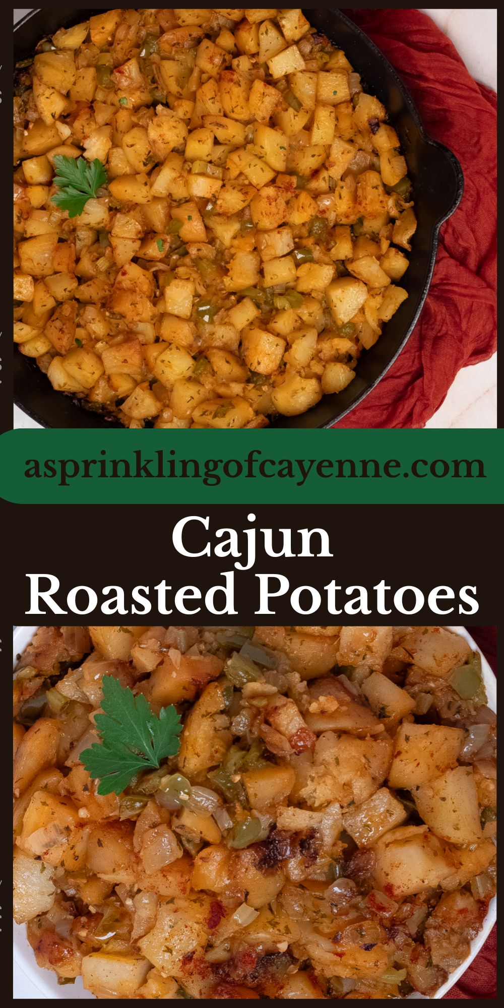 Cajun roasted potatoes Pinterest pin template.