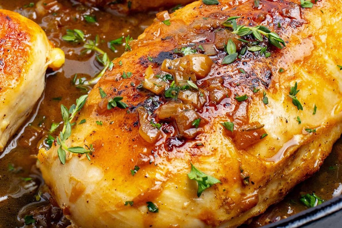 Pan-seared chicken breast from Wholesome Yum.