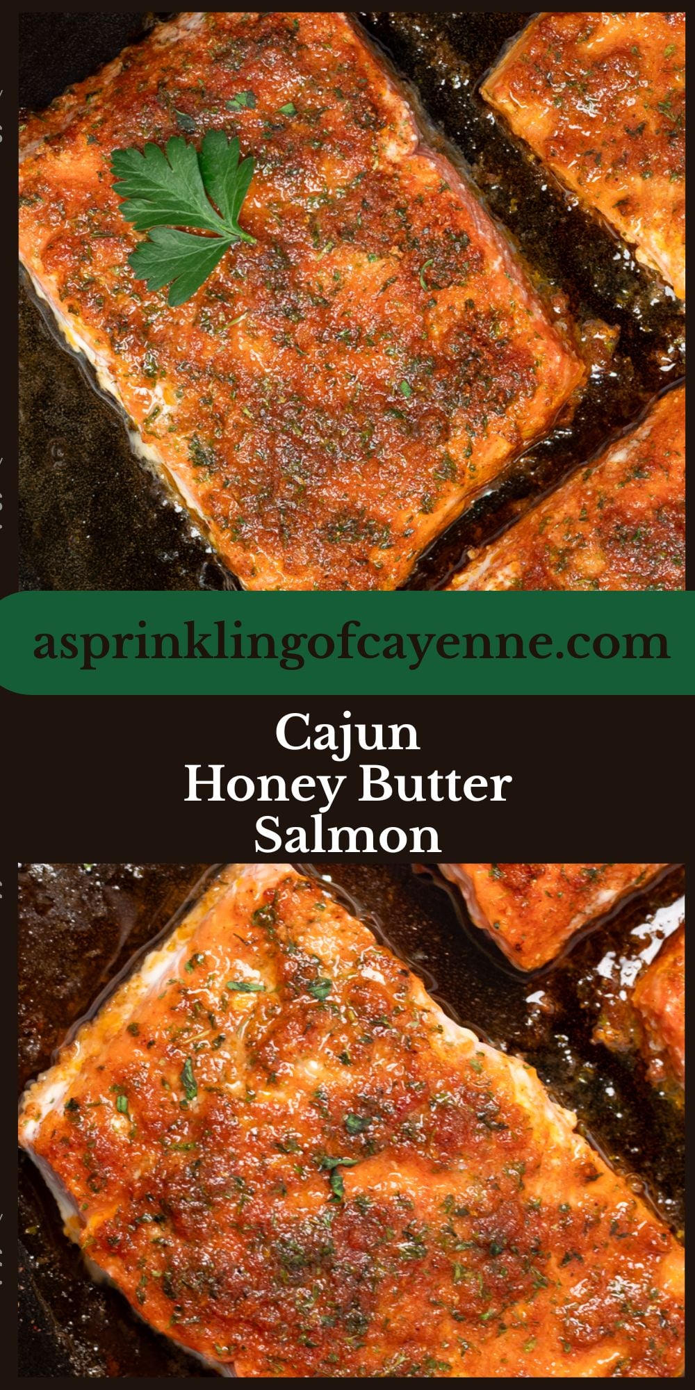 Cajun honey butter salmon Pinterest Pin template.