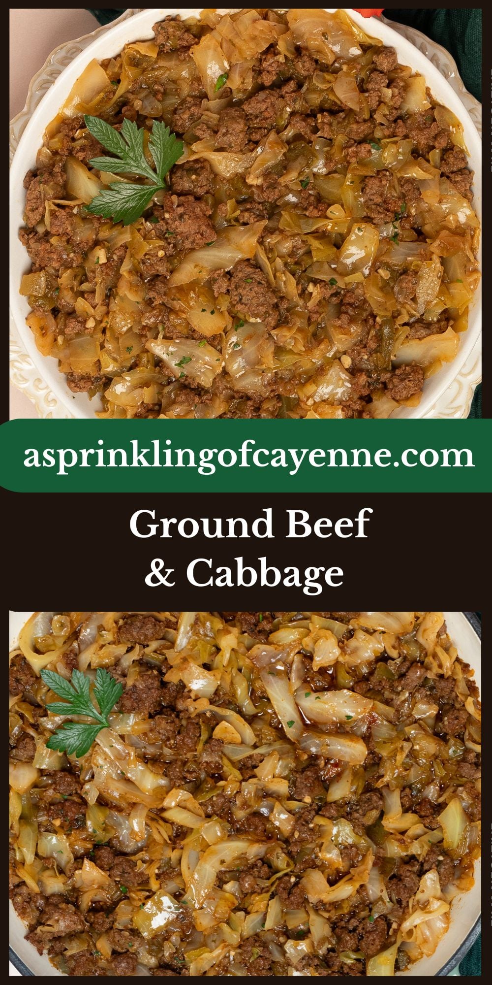 Ground beef and cabbage Pinterest pin template.
