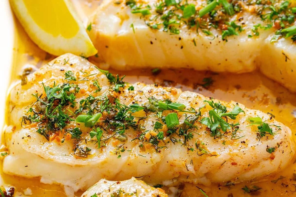 Baked halibut from Wholesome Yum.