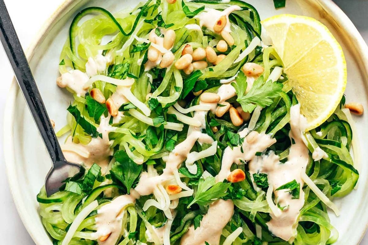 Cucumber noodles from Wholesome Yum.