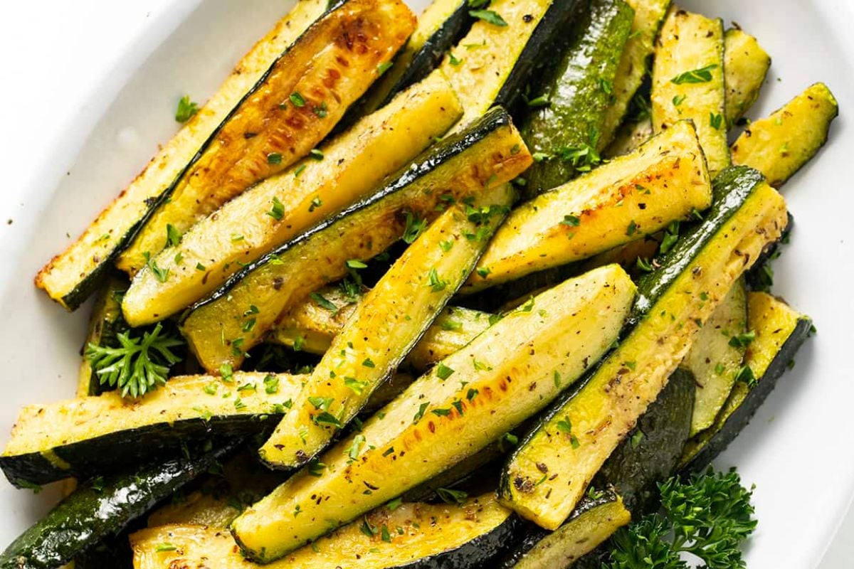 Roasted zucchini from Wholesome Yum.