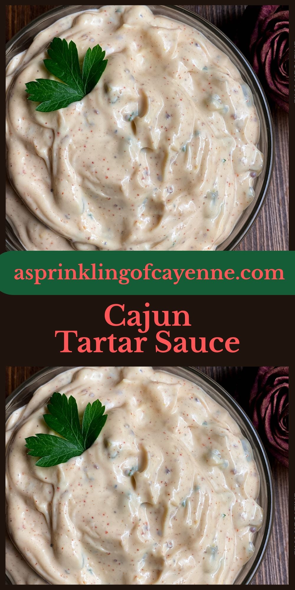 Cajun tartar sauce Pinterest pin template.