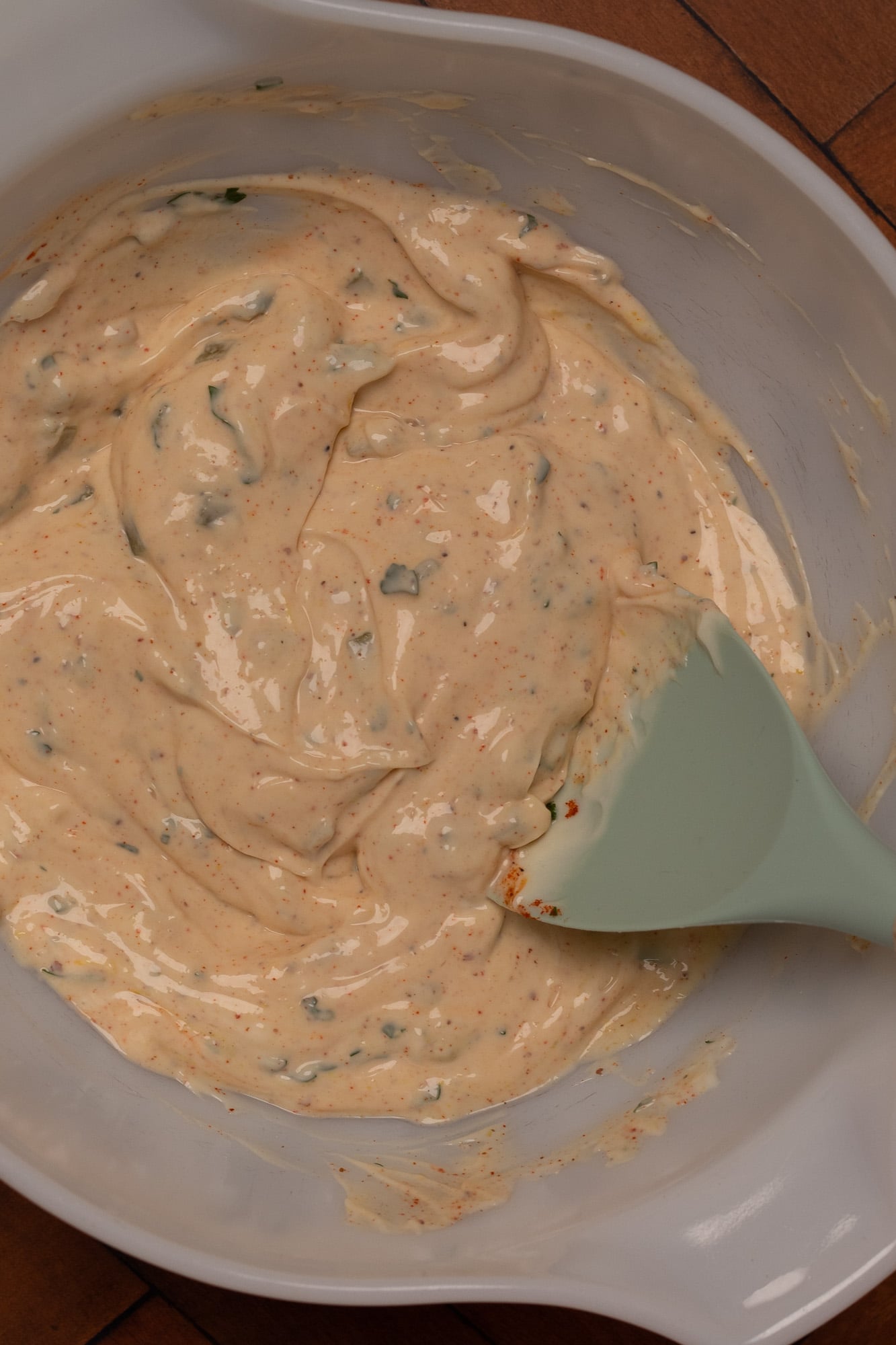 Cajun tartar sauce in a medium-sized mixing bowl.