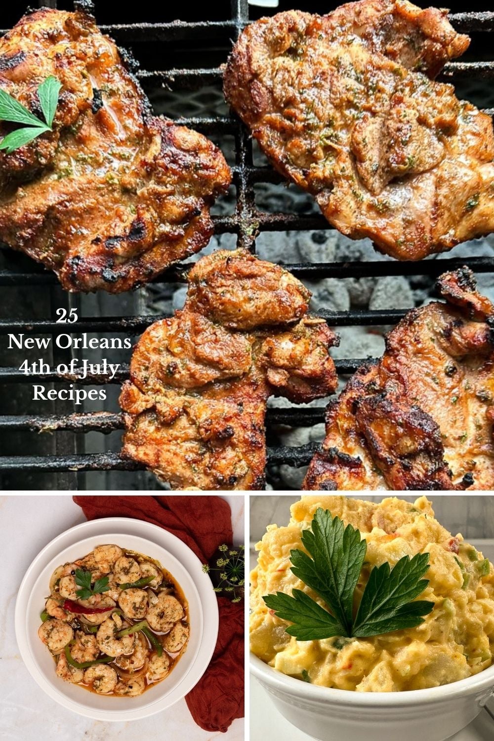 25 New Orleans 4th of July Recipes Pinterest Pin template.