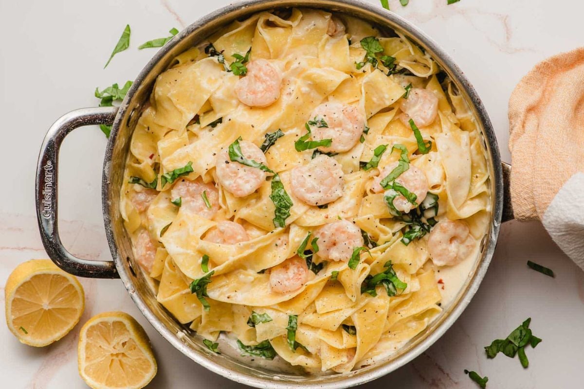 Creamy Shrimp Pappardelle from NeighborFood. 